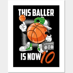 10th Birthday Basketball Player 10 Years Old Kids Boys Posters and Art